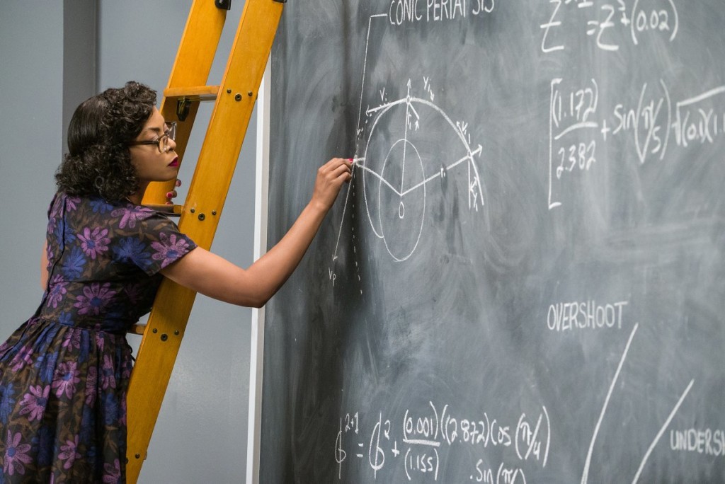picture-hidden figures movie-woman writing mathematical formulas on a blackboard